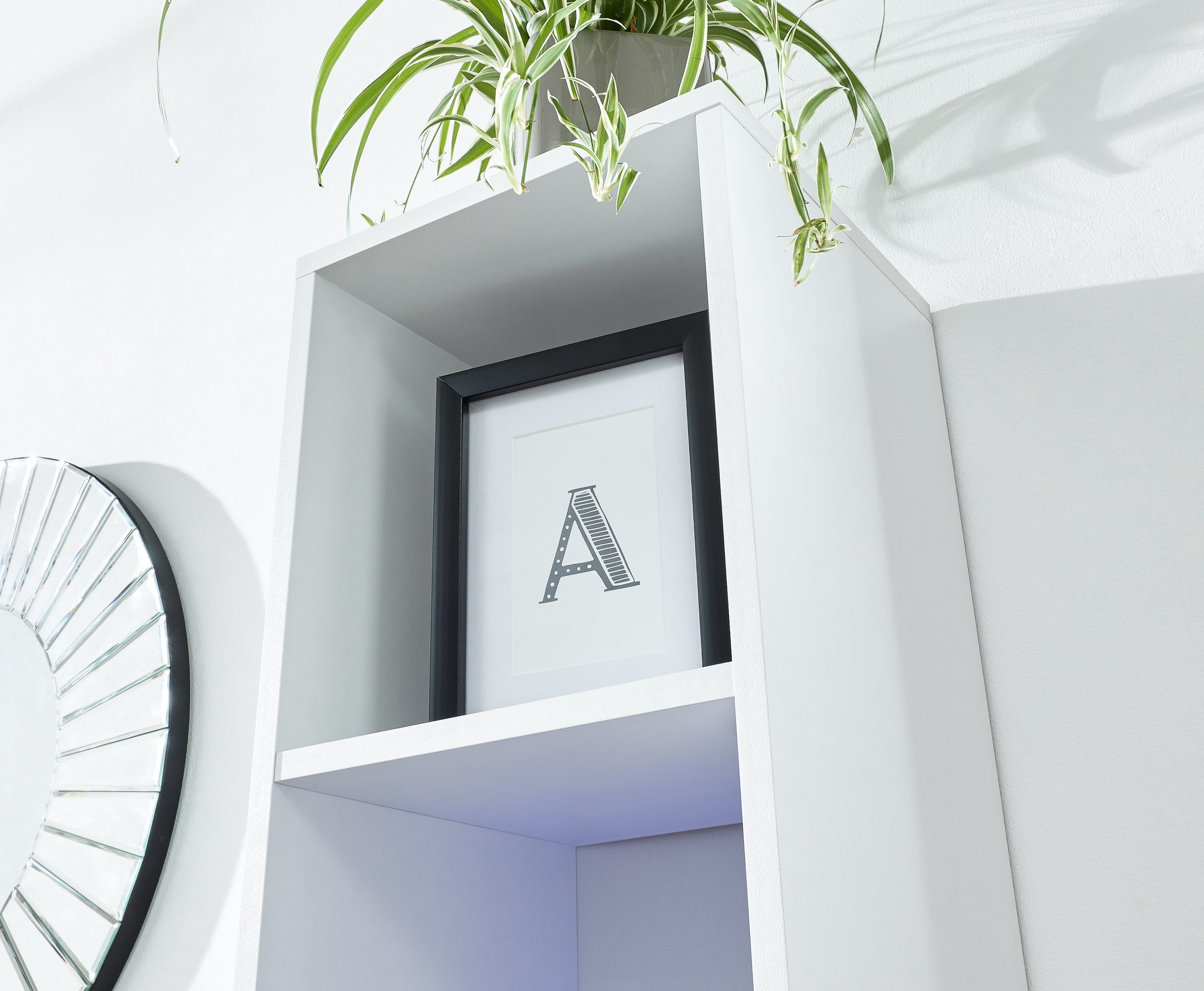 Galicia Tall Shelf Unit With Led White – GFW, view 7