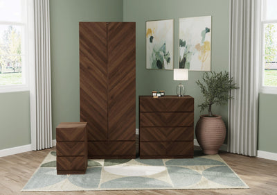 Catania 2 Door 1 Drawer Wardrobe Royal Walnut – GFW, view 3