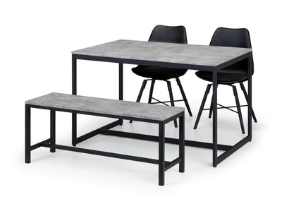 Staten Table, 1 Staten Bench and 2 Black Kari Chairs