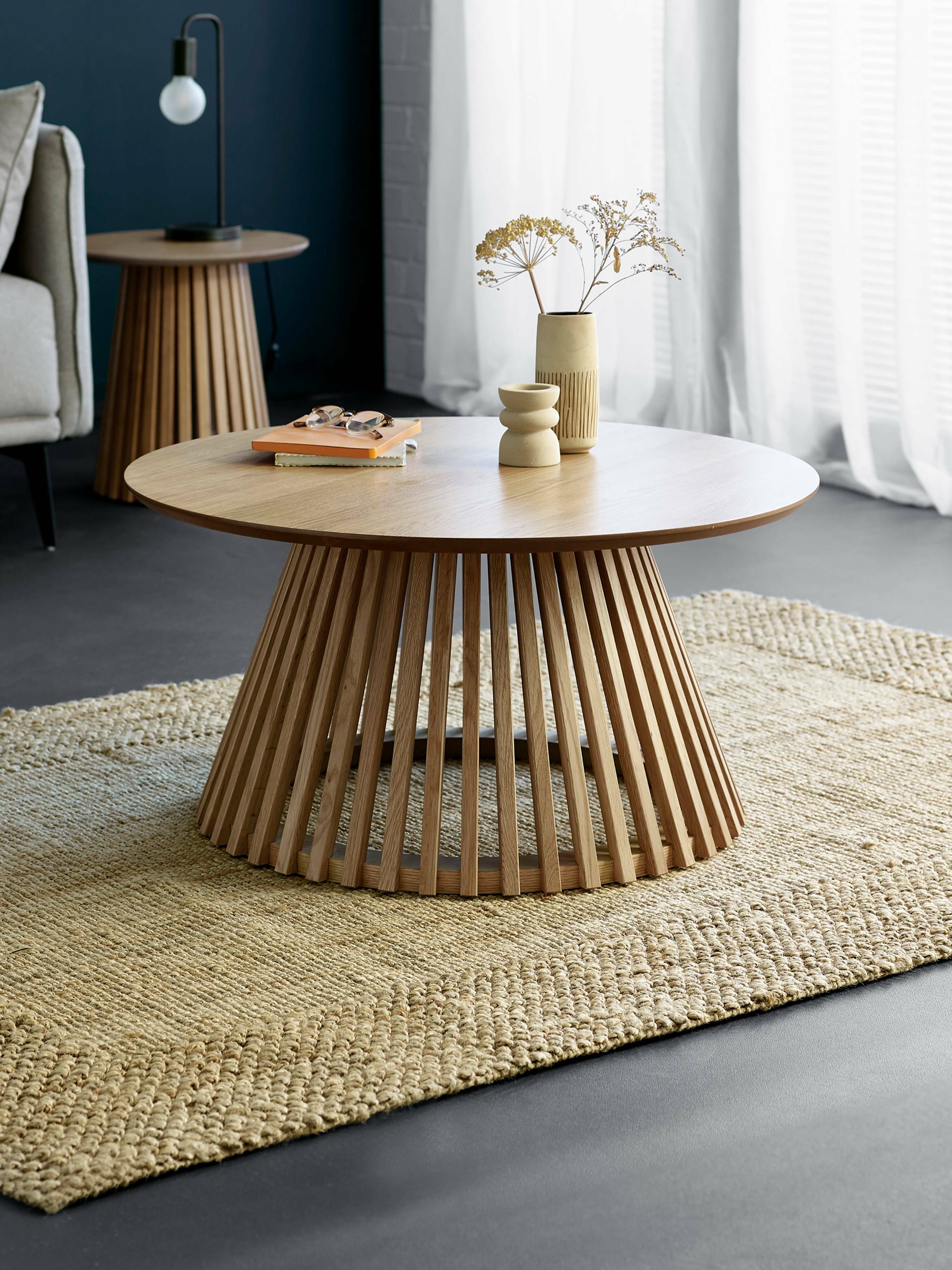 Ollie Natural Oak 80cm Round Coffee Table – Julian Bowen, view 2