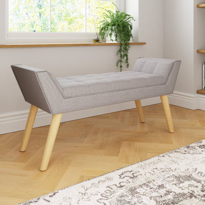 Milan Upholstered Bench Grey Hopsack – GFW, view 3