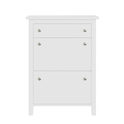 Deluxe Two Tier Shoe Cabinet – White
