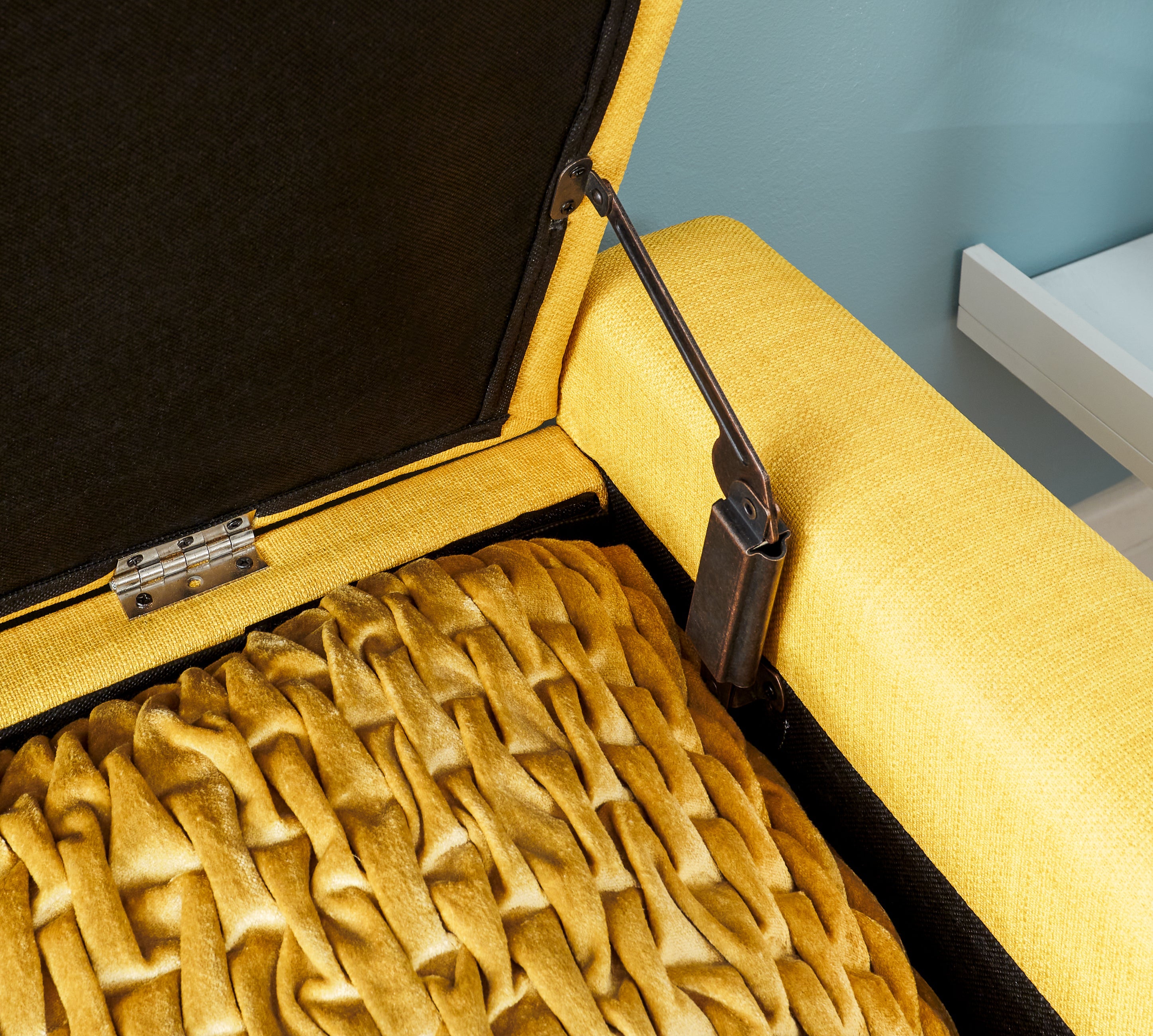 Verona Ottoman Bench Mustard Fabric – GFW, view 8