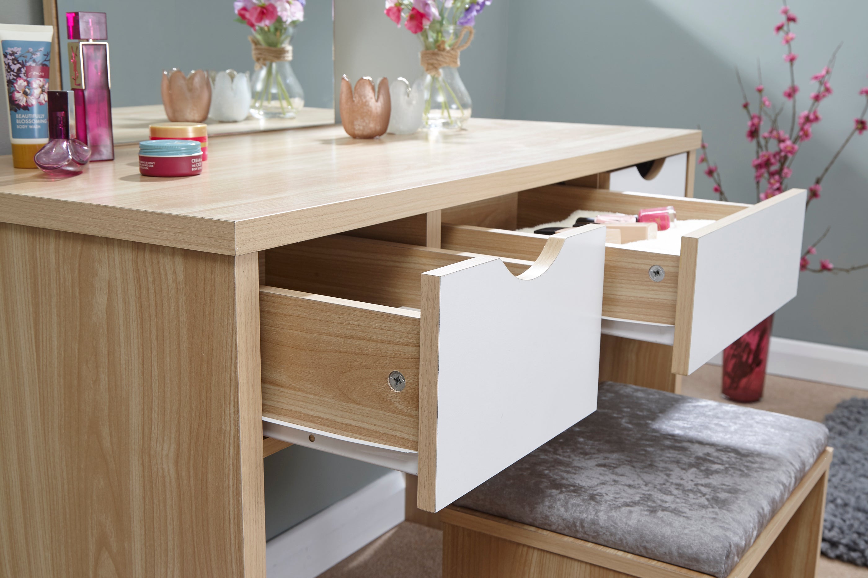 Elizabeth Dressing Table Set – Oak & White