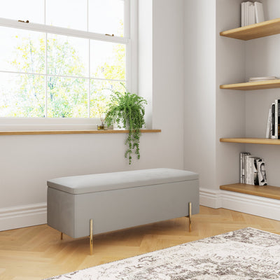 Mystica Ottoman Storage Bench Grey – GFW, view 2