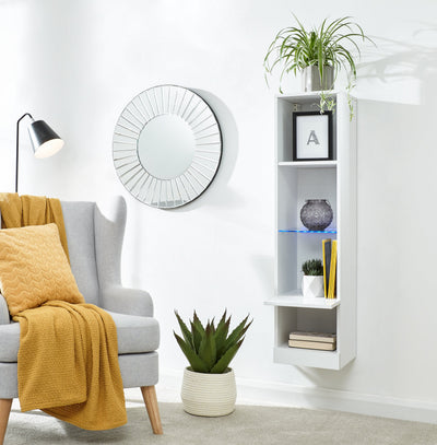 Galicia Tall Shelf Unit With Led White – GFW, view 3