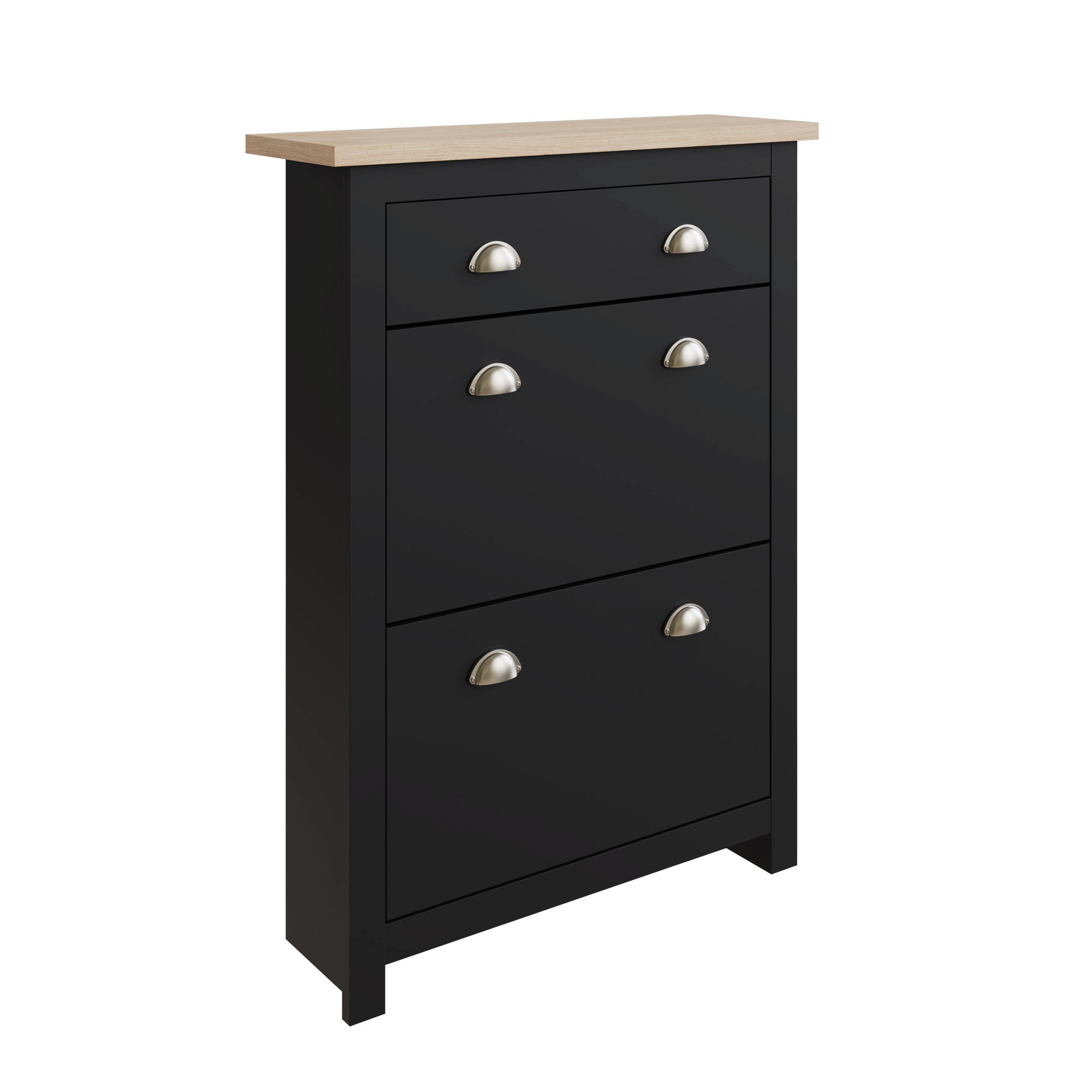 Lancaster 2Dr 1Drw Shoe Cabinet Black – GFW