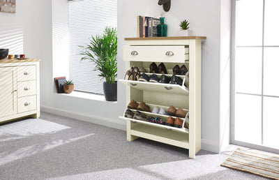 Lancaster 2Dr 1Drw Shoe Cabinet Cream – GFW, view 3