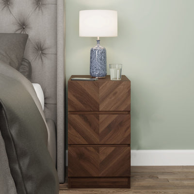Catania 3 Drawer Bedside Table Royal Walnut - Twin Pack – GFW, view 2