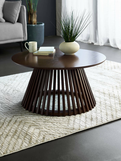 Ollie Dark Oak 80cm Round Coffee Table – Julian Bowen, view 2