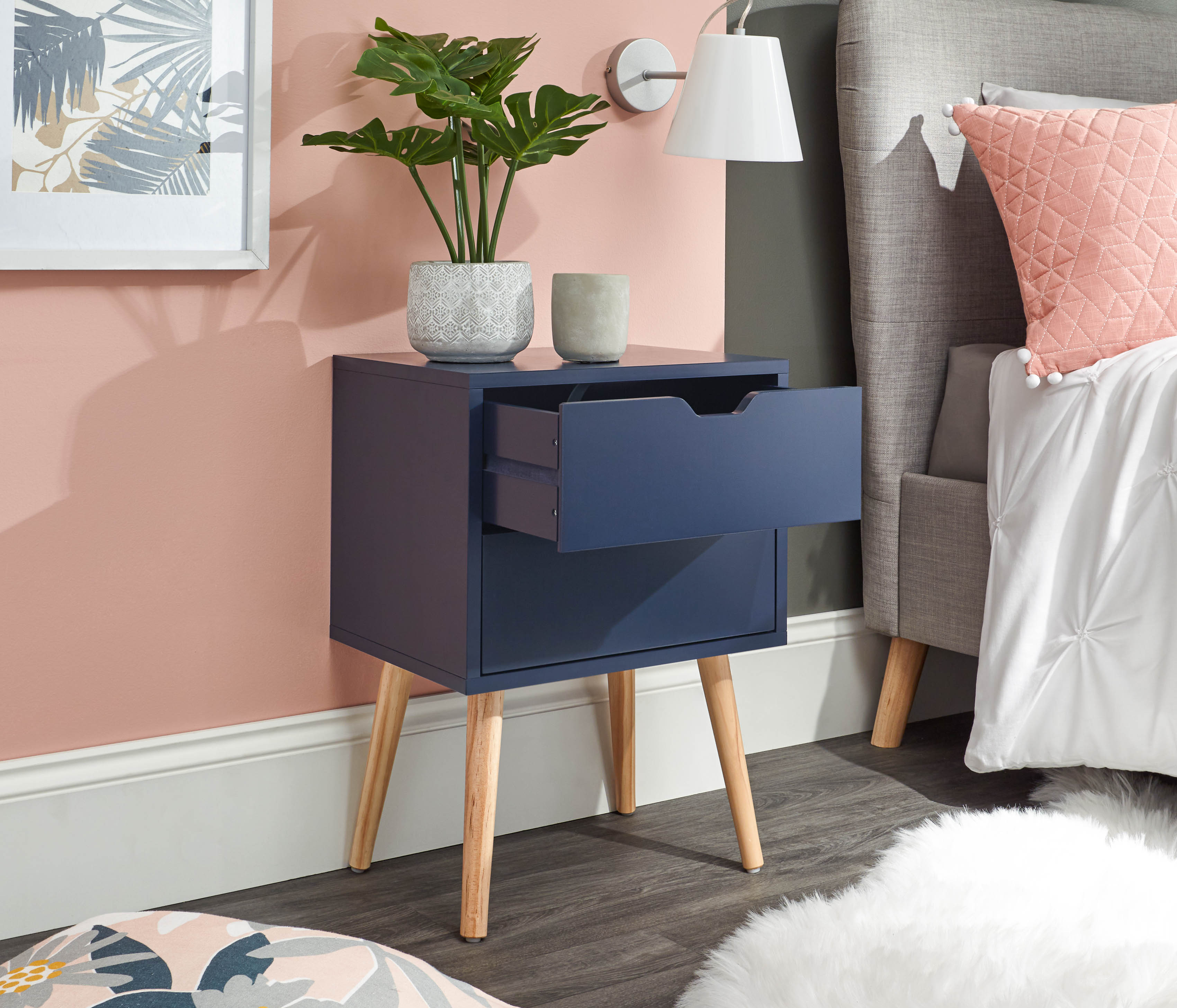 Nyborg Single 2 Drawer Bedside Nightshadow – Nightshadow