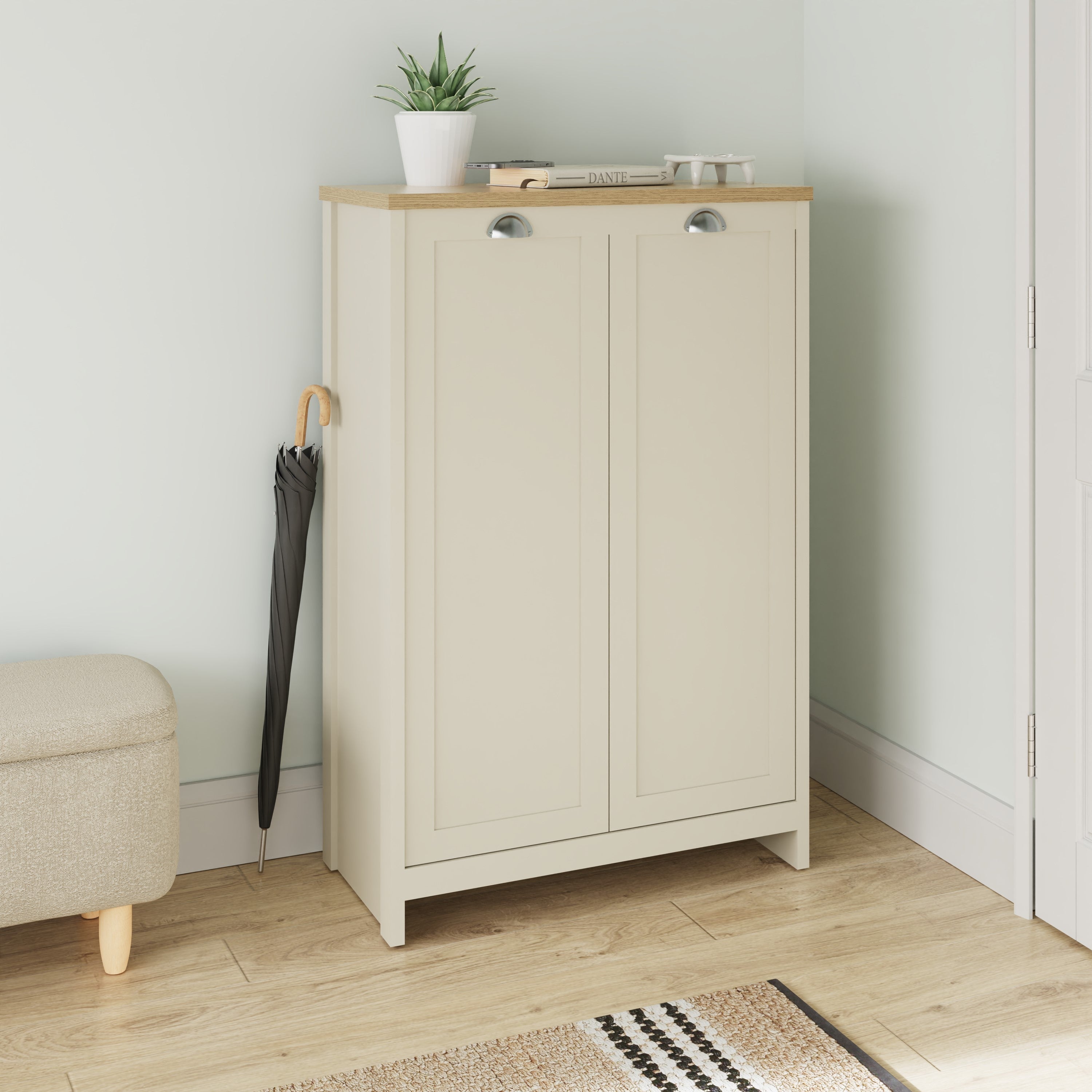Lancaster 2 Door Shoe Cabinet Cream – GFW, view 2