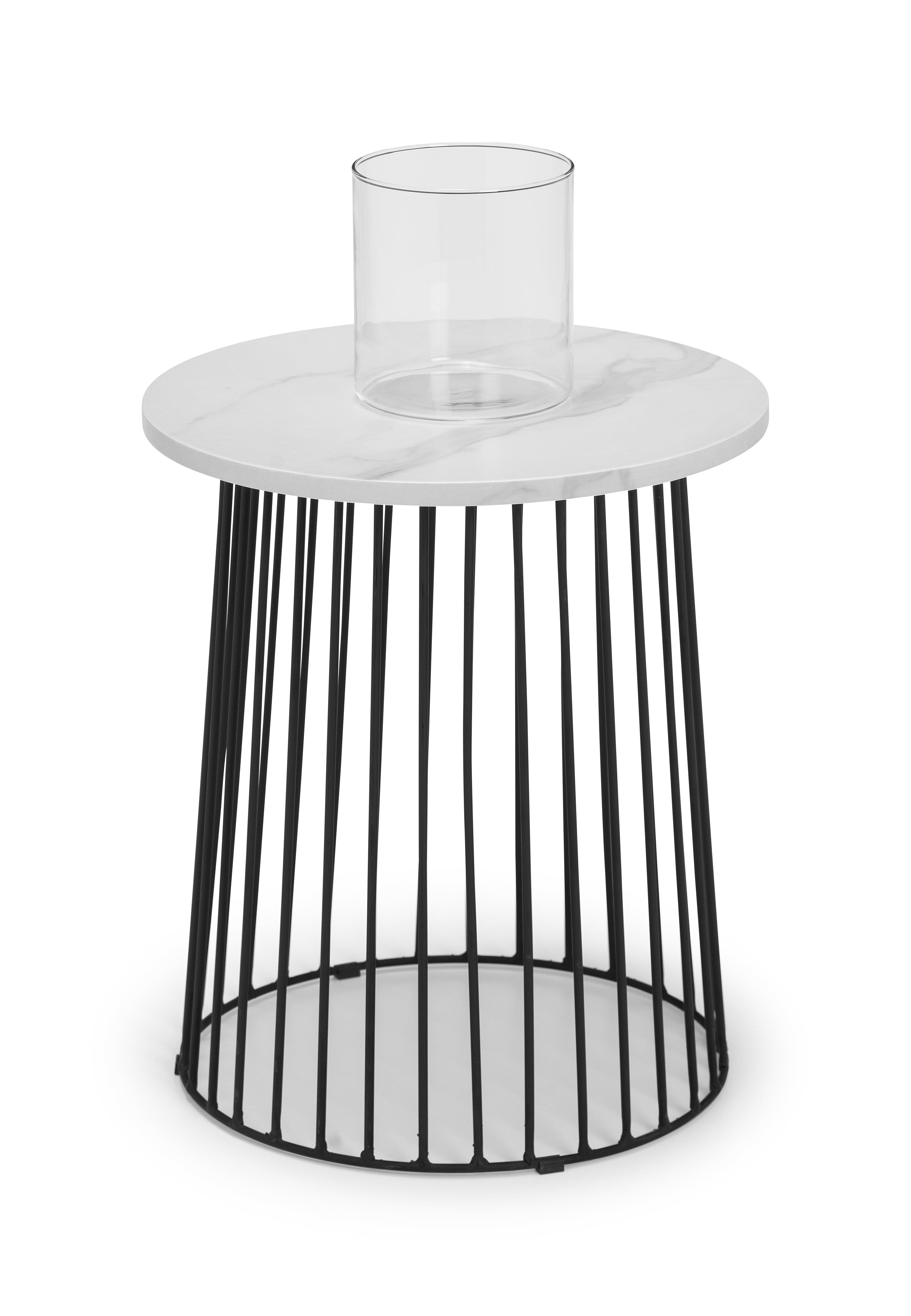 Broadway Round Lamp Table - White Marble – Julian Bowen, view 2