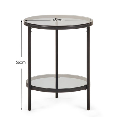 Chicago Circular Lamp Table With Shelf - Smoked Glass – Julian Bowen, view 2