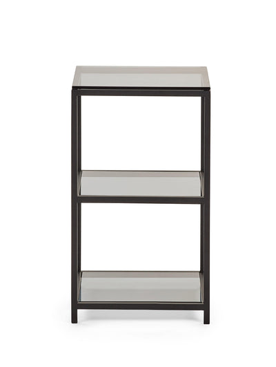 Chicago Tall Narrow Side Table Smoked Glass – Julian Bowen, view 2