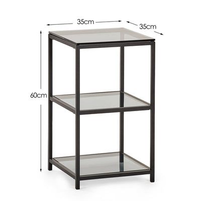 Chicago Tall Narrow Side Table Smoked Glass – Julian Bowen, view 3