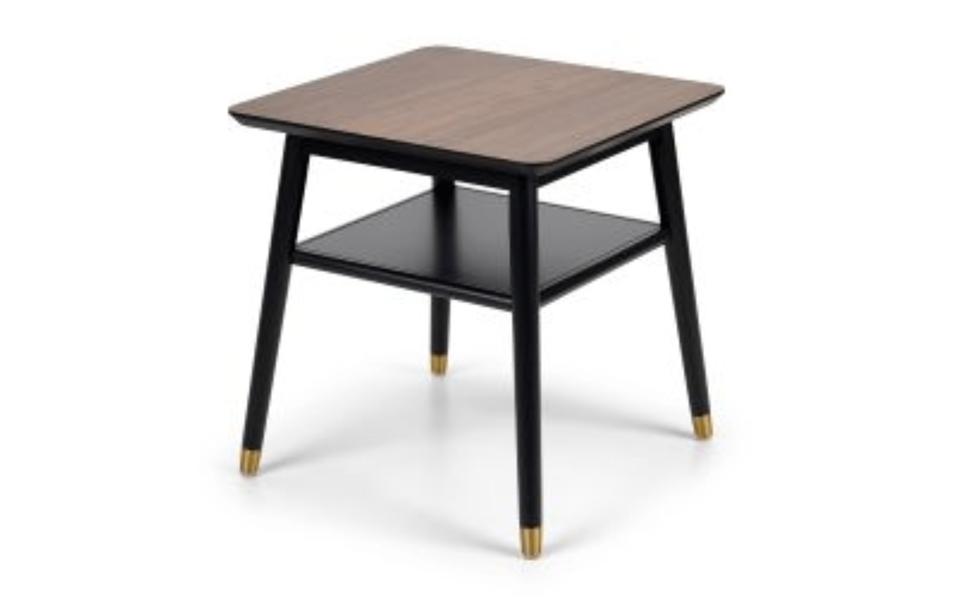Julian Bowen Lamp Table Findlay Lamp Table With Shelf - Walnut & Black Bed Kings