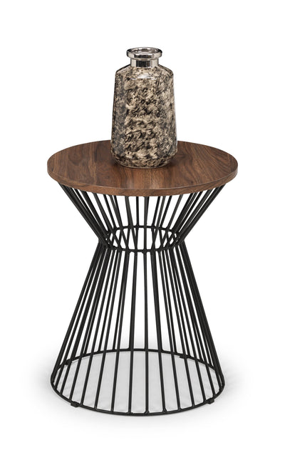 Jersey Round Wire Lamp Table - Walnut – Julian Bowen, view 2