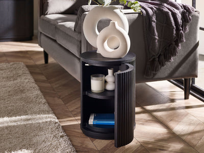Louis Fluted Side Table With Door - Black – Julian Bowen, view 3