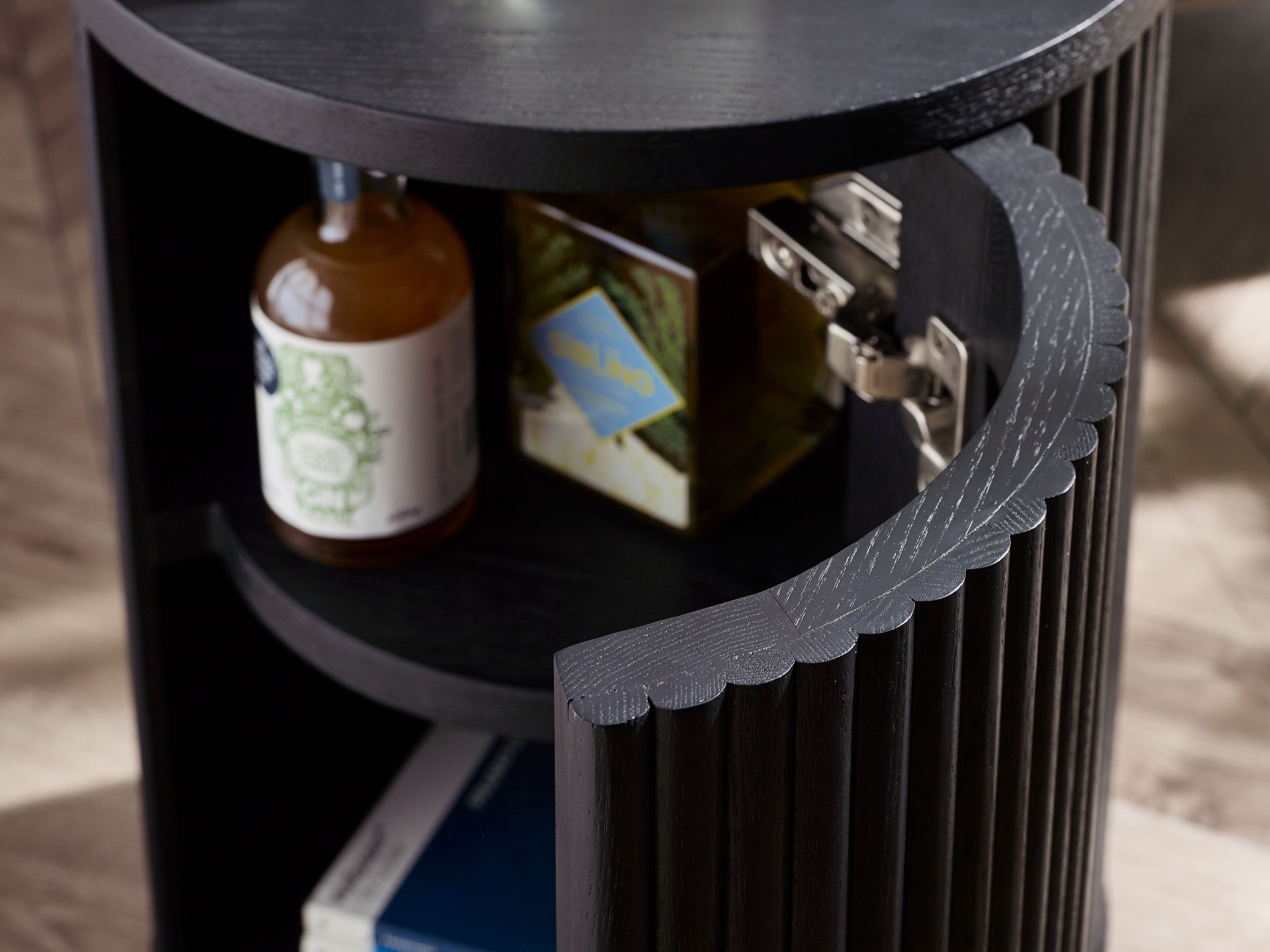 Louis Fluted Side Table With Door - Black – Julian Bowen, view 5