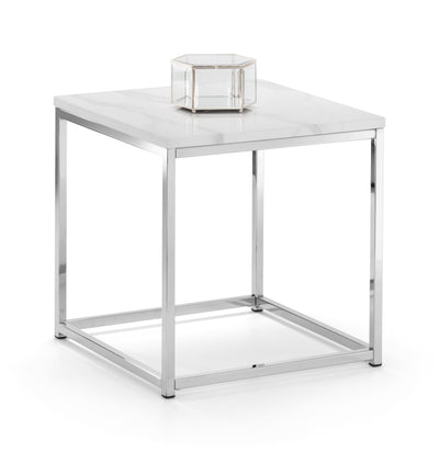 Scala Marble Top Lamp Table - Chrome & White Marble – Julian Bowen