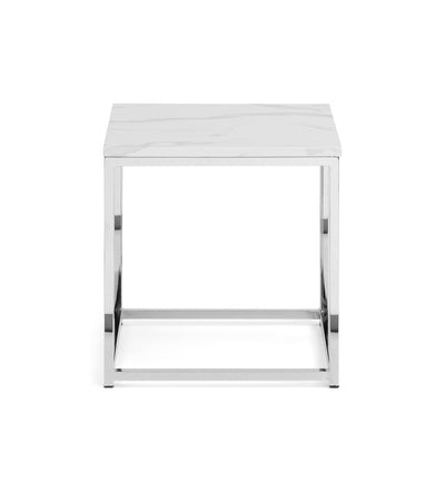 Scala Marble Top Lamp Table - Chrome & White Marble – Julian Bowen, view 2