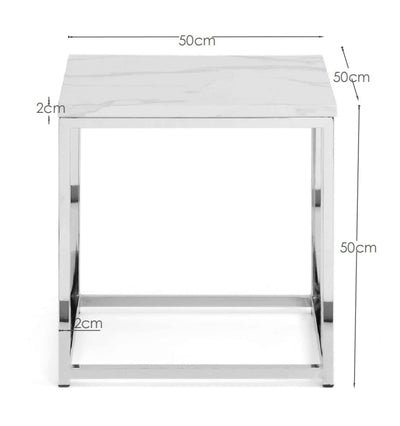 Scala Marble Top Lamp Table - Chrome & White Marble – Julian Bowen, view 3