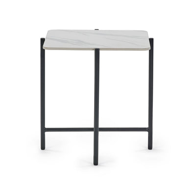 Siena White Marbled Sintered Stone Square Lamp Table – Julian Bowen, view 2