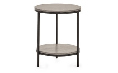 Julian Bowen LAMP TABLE Staten Circular Lamp Table With Shelf - Concrete Bed Kings