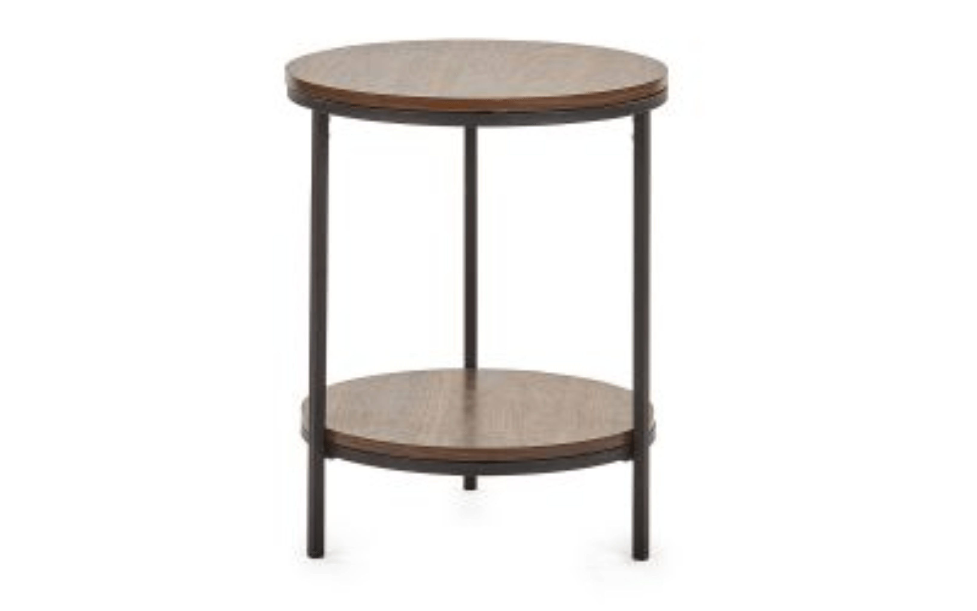 Julian Bowen LAMP TABLE Tribeca Circular Lamp Table With Shelf - Walnut Bed Kings