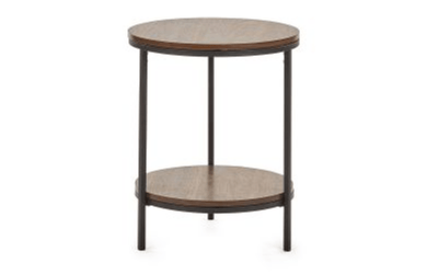 Julian Bowen LAMP TABLE Tribeca Circular Lamp Table With Shelf - Walnut Bed Kings