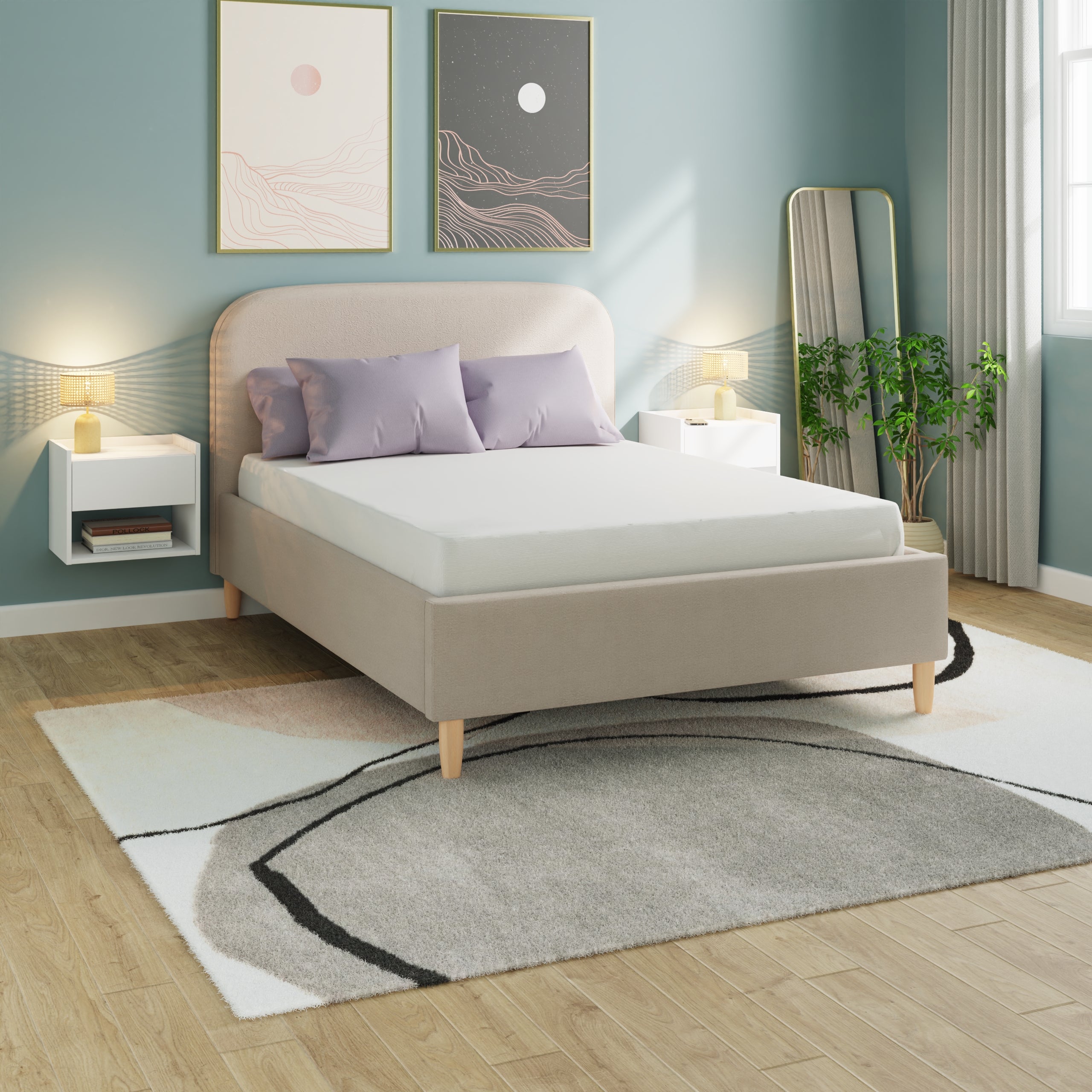 Florence Boucle Ottoman Bed Natural Stone – GFW, view 14