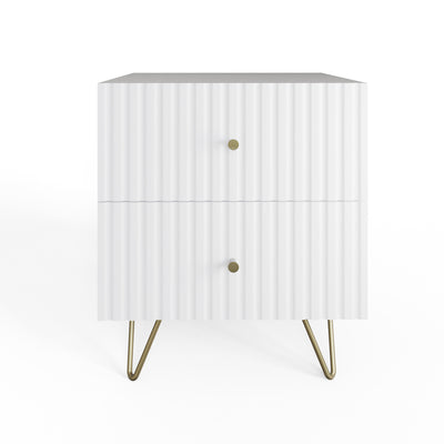Thalia 2 Drawer Bedside Table – White