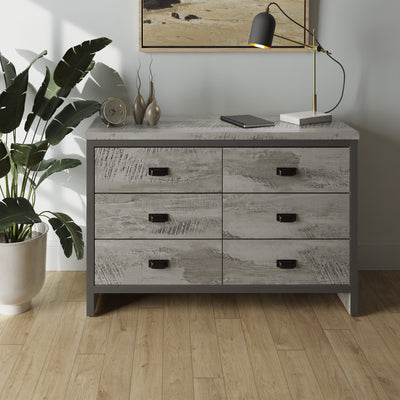 Boston 3+3 Drawer Chest Grey – GFW, view 2
