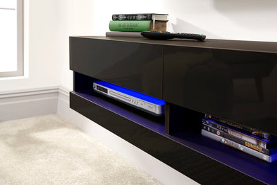 Galicia 180Cm Wall TV Unit With Led Black – GFW, view 3
