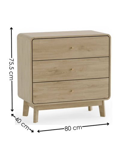 Ingrid 3 Drawer Chest Oak – Julian Bowen, view 5