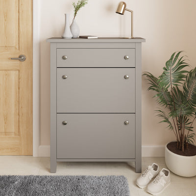 Deluxe Two Tier Shoe Cabinet – Grey
