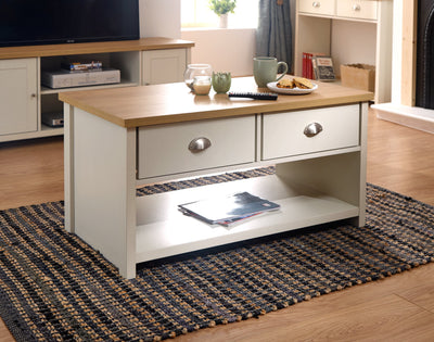 Lancaster 2 Drawer Coffee Table Cream – GFW, view 2
