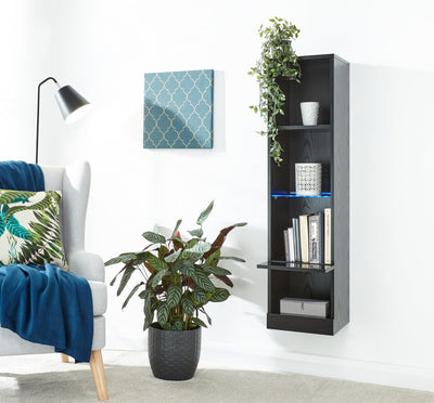 Galicia Tall Shelf Unit With Led Black – GFW, view 3