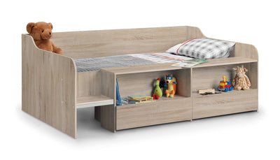 Julian Bowen Low Sleeper Bed Single 90cm 3ft Stella Low Sleeper - Sonoma Oak Bed Kings