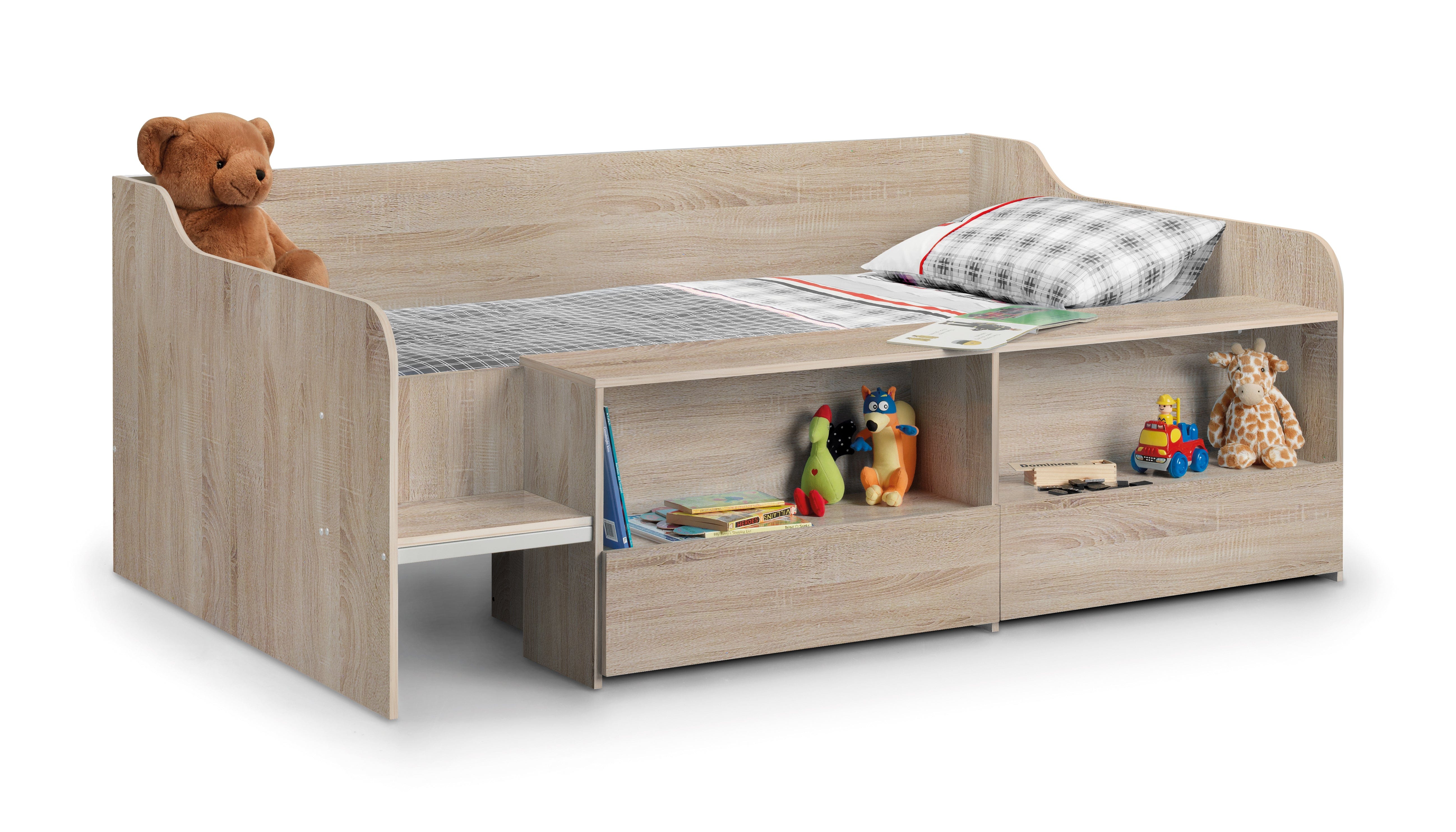 Julian Bowen Low Sleeper Bed Single 90cm 3ft Stella Low Sleeper - Sonoma Oak Bed Kings
