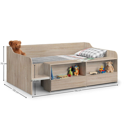 Julian Bowen Low Sleeper Bed Single 90cm 3ft Stella Low Sleeper - Sonoma Oak Bed Kings