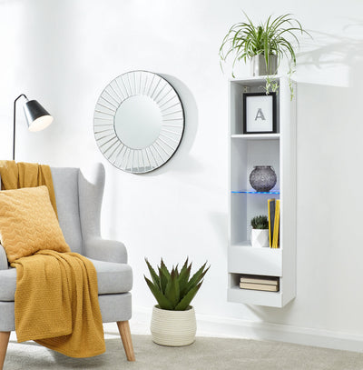 Galicia Tall Shelf Unit With Led White – GFW, view 2