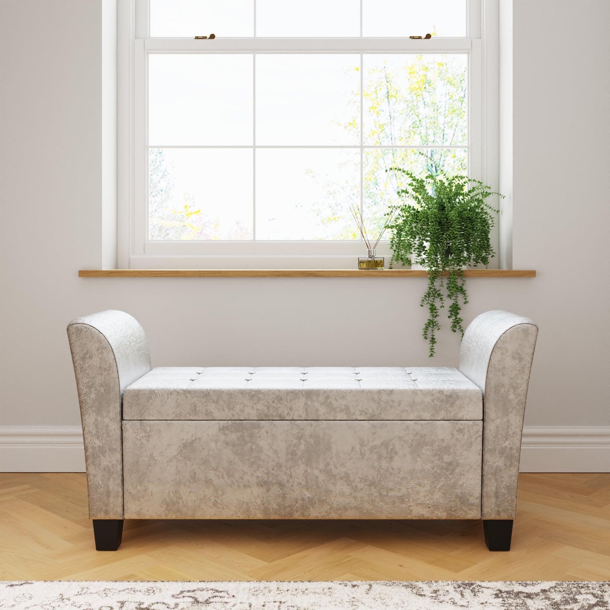 Verona Window Seat Oyster Crushed Velvet – GFW, view 5