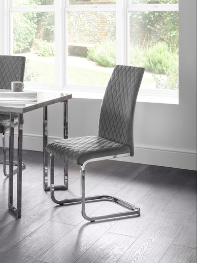 Calabria Velvet Cantilever Chairs - Grey (Set Of 4) – Julian Bowen, view 5