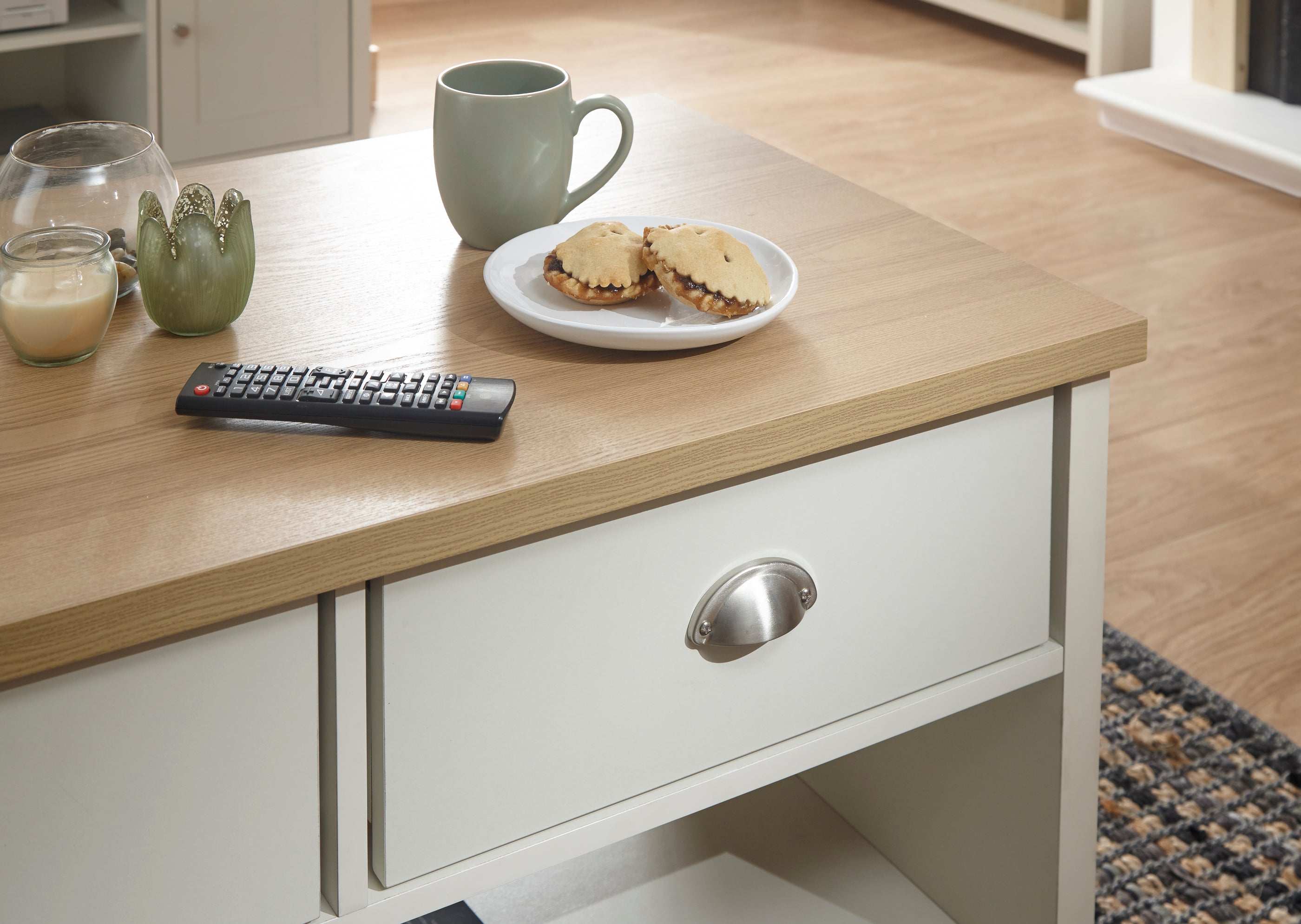 Lancaster 2 Drawer Coffee Table Cream – GFW, view 6