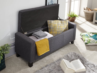 Verona Ottoman Bench Charcoal Grey Fabric – GFW, view 4