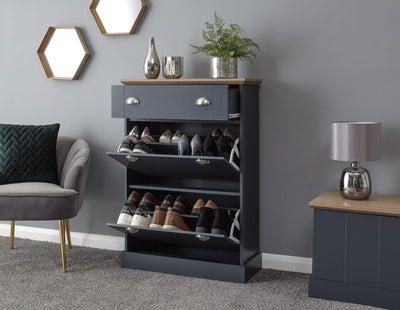Kendal Deluxe Shoe Cabinet Slate Blue – GFW, view 2