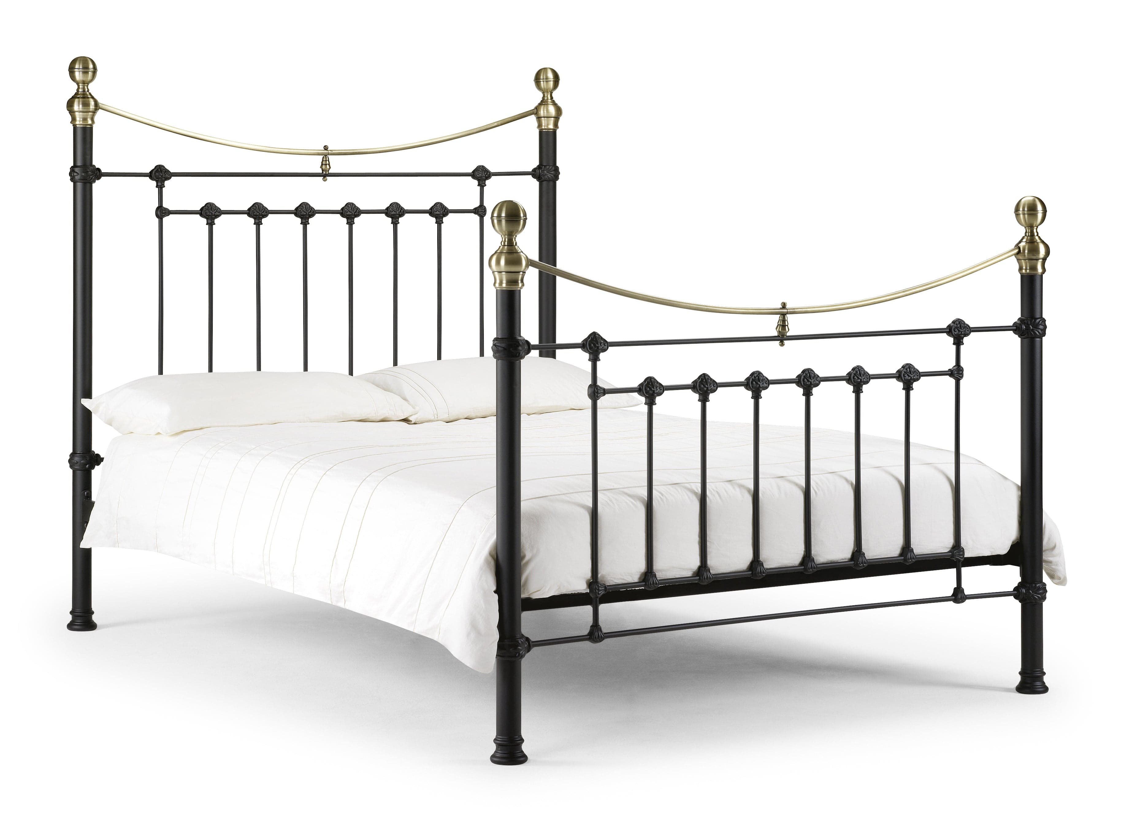 Victoria Satin Black Bed Metal Bed - Satin Black With Brass – Julian Bowen