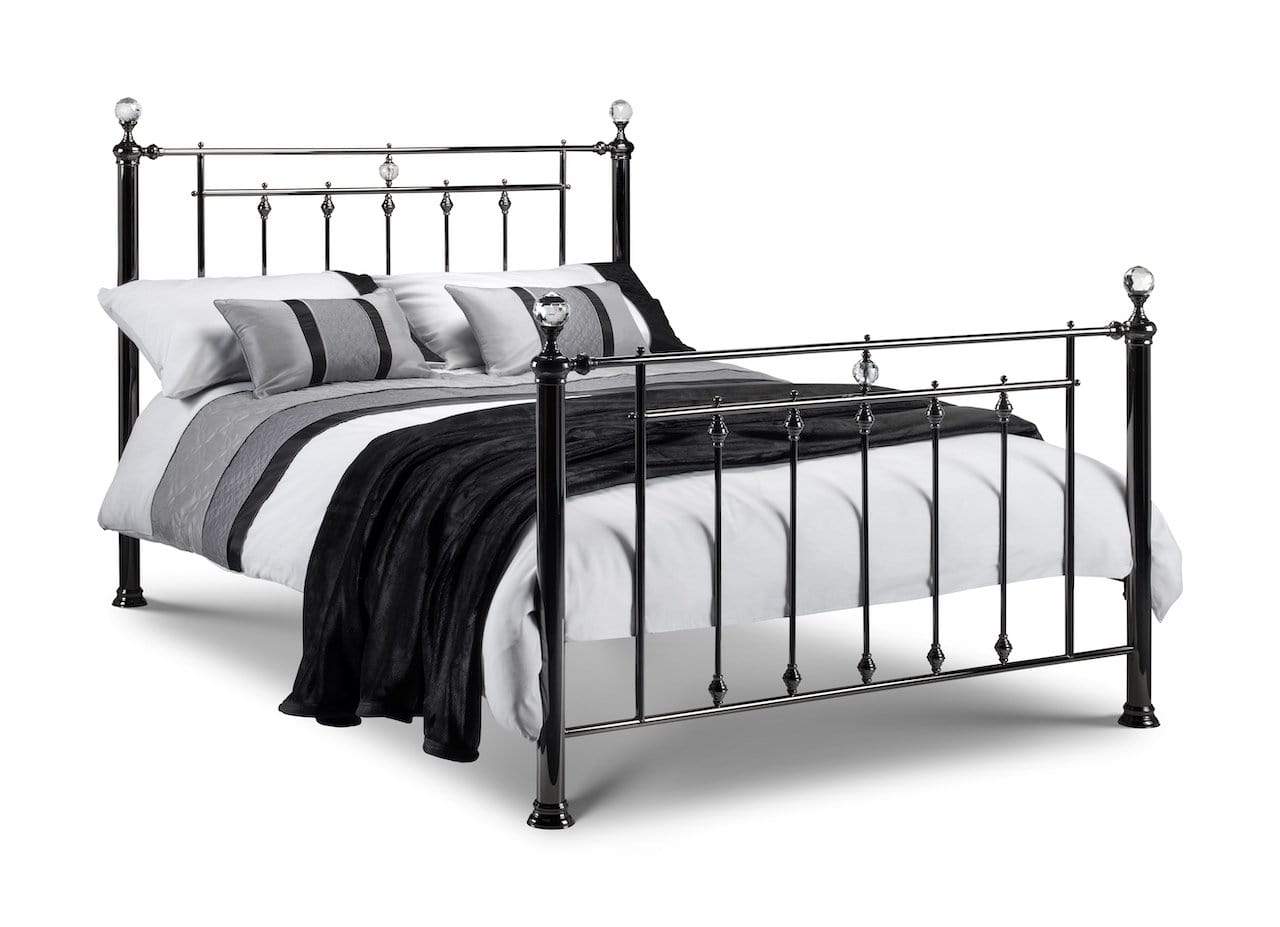 Julian Bowen Metal Bed Marquis Black Nickel & Crystal Bed - Metal Beds - Black Nickel Bed Kings